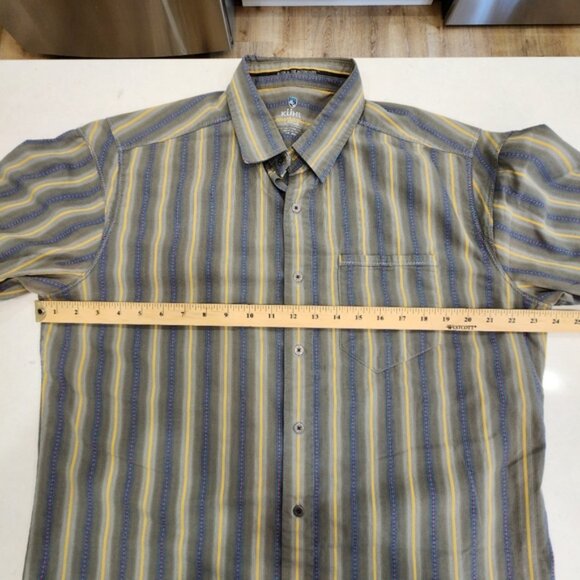 Kuhl Shirt Mens Large Gray Striped Short Sleeve Casual Hiking Outdoor Walking - Picture 8 of 10